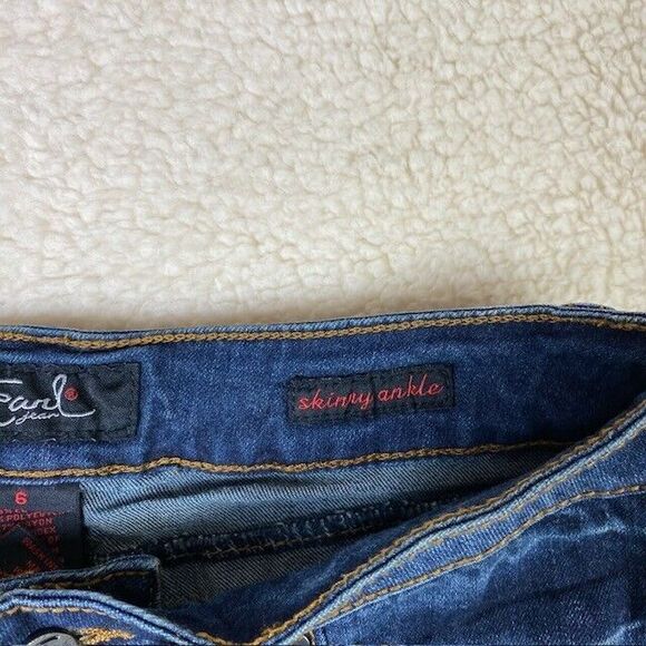 Earl Jeans Womens Sz 6 Skinny Ankle Stretch Mid Rise Dark Wash Blue Denim - Picture 6 of 13